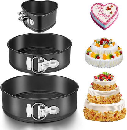 homeasy Springform Cake Pan Set, Cake Tin Set 3 Pcs (4"/7"/9") Cheesecake Baking Pan Set Nonstick Leakproof with Removable Bottom