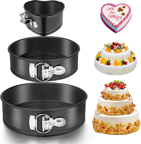 homeasy Springform Cake Pan Set, Cake Tin Set 3 Pcs (4"/7"/9") Cheesecake Baking Pan Set Nonstick Leakproof with Removable Bottom