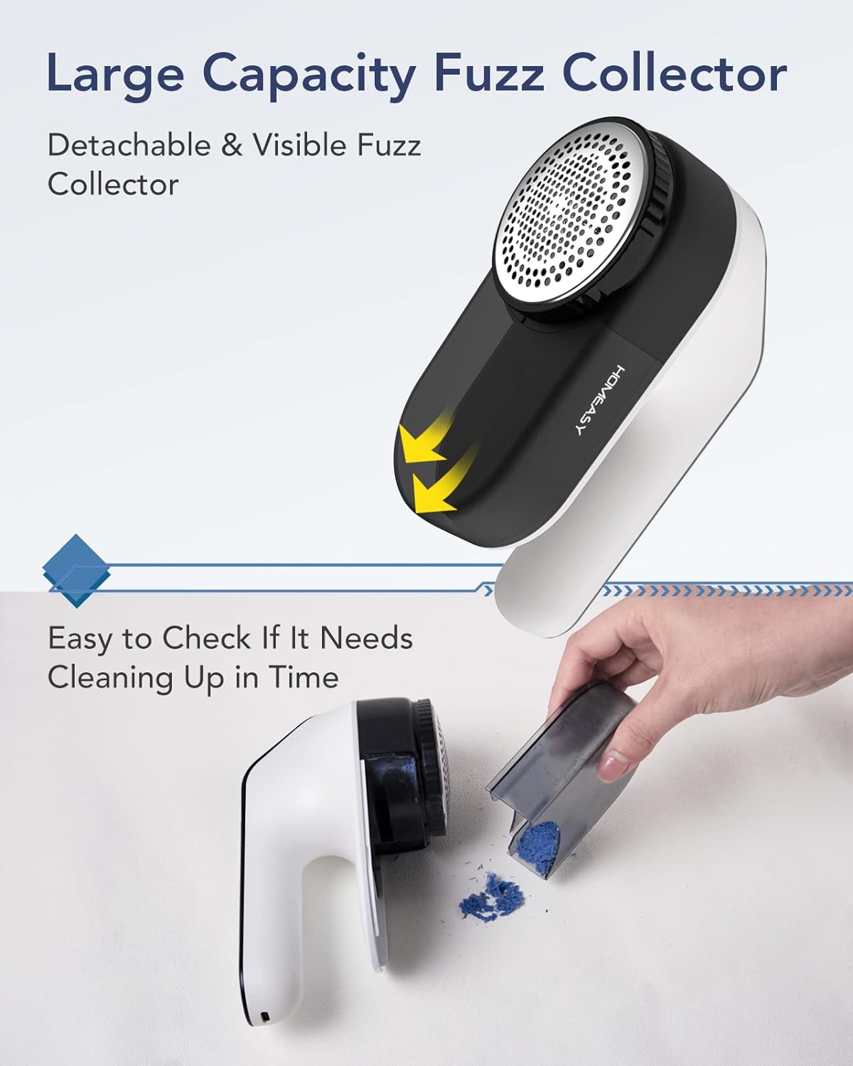 Fabric Shaver Fuzz Remover, HOMEASY Electric Lint Shaver Remover with LED Digital Display & 3 Blades, Rechargeable Sweater Couch Fabric Lint Pill Shaver for Clothes, Furniture, Carpet, White